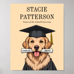 Affiche Graduation personnalisée mignon Golden Retriever C