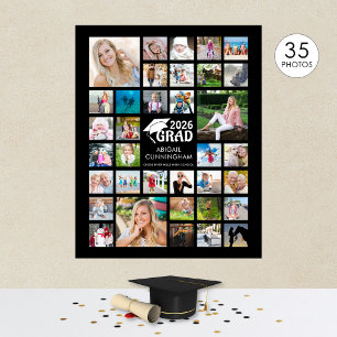 Affiche Graduation Photo Collage GRAD Noir commémoratif