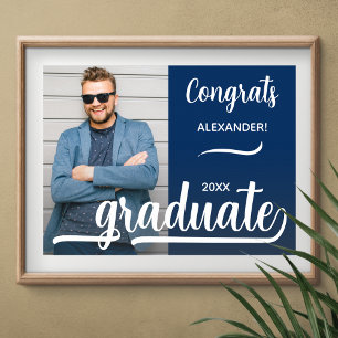 Affiche Graduation photo moderne bleu