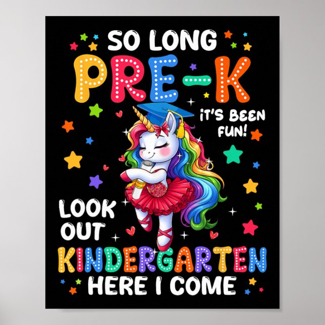 Affiche Graduation pré-k 2025 Unicorn Girl Kindergarten He (Devant)