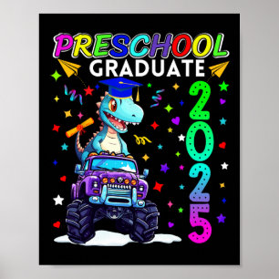 Affiche Graduation préscolaire 2025 Pré-k Diplômé T-rex en