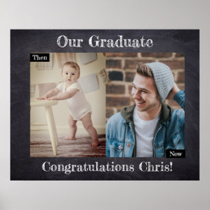 Affiche Graduation puis et maintenant Parti Personnalisé