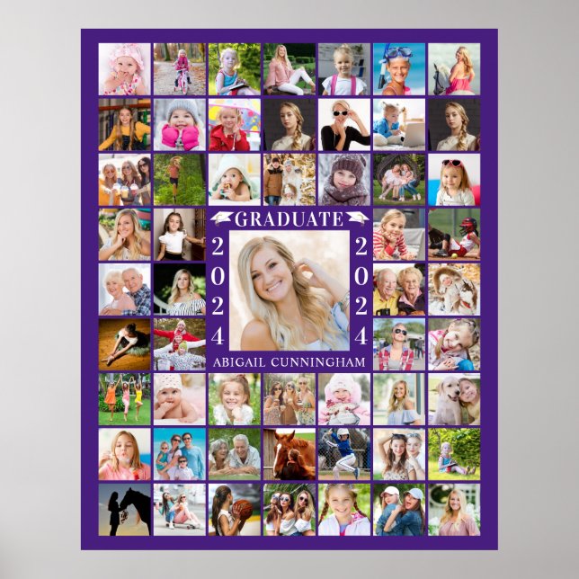 Affiche Graduation Purple 55 Photo Collage Personalized (Devant)