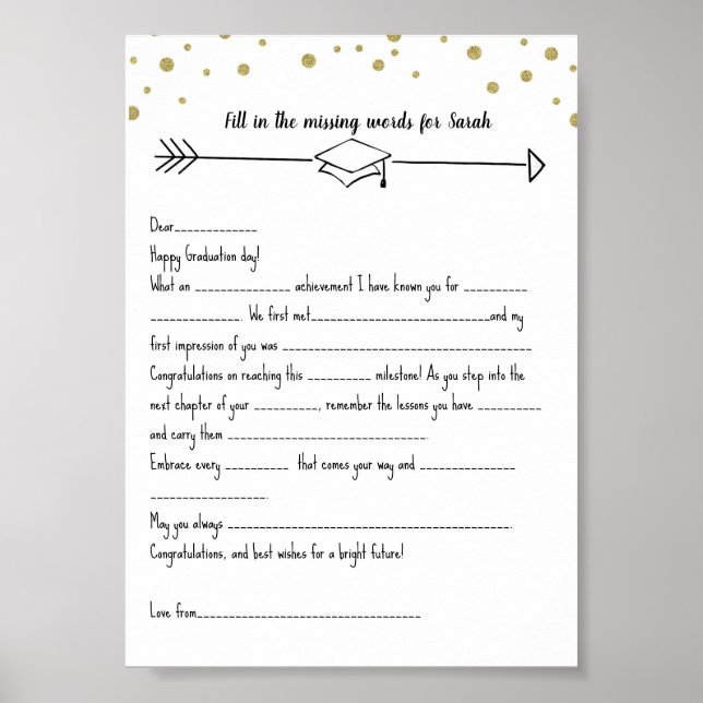 Affiche GRADUATion remplir les mots manquants (Devant)