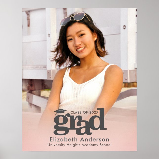 Affiche Graduation rose pâle Photo Typographie gras Modern (Devant)