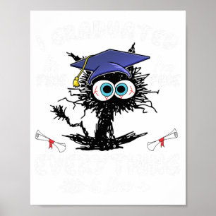 Affiche Gradué Funny Chat Noir Graduation Dernière Jour De