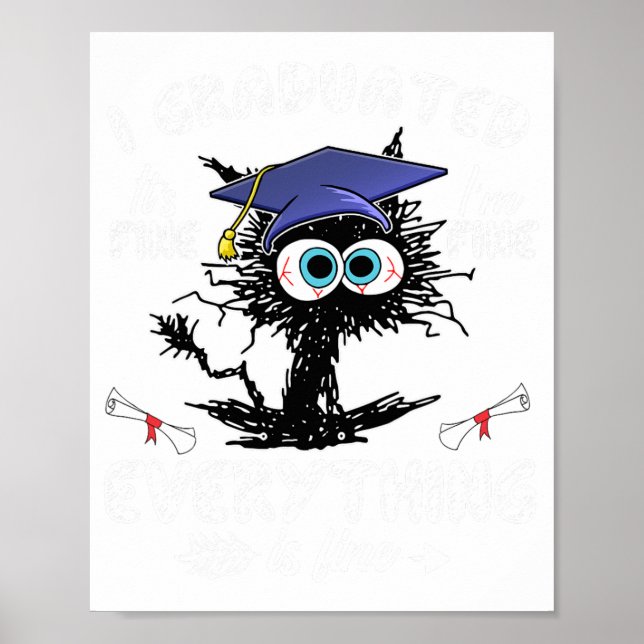 Affiche Gradué Funny Chat Noir Graduation Dernière Jour De (Devant)