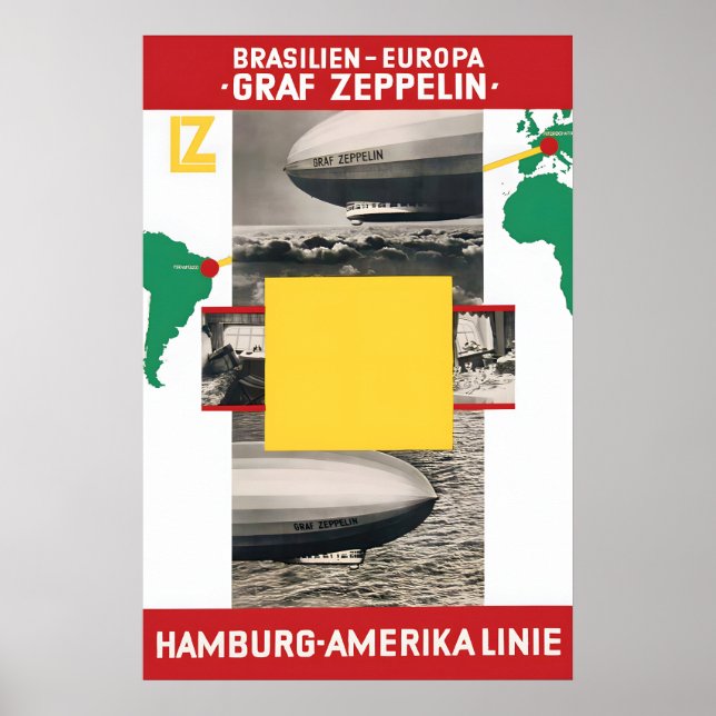 Affiche Graf Zeppelin. Brésil vers Europe 1930 (Devant)