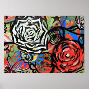 Affiche Graffiti à fleurs