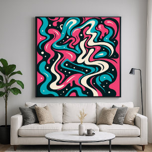 Affiche Graffiti Abstrait - Style d'Art en Ligne Gras et V