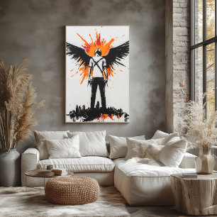 Affiche Graffiti Angel avec ailes noires - Urbain Street A