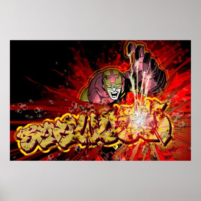 Affiche Graffiti, bande dessinée, superhéros (Devant)