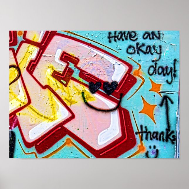 Affiche Graffiti Blue Pink Urban Street Wall Art (Devant)