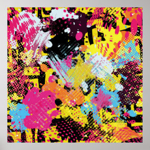 Affiche Graffiti brillant psychédélique sans couture motif