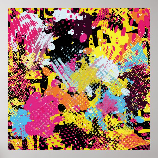 Affiche Graffiti brillant psychédélique sans couture motif (Devant)