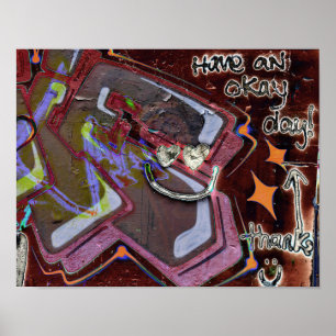 Affiche Graffiti Brown rose urbain Grunge Street Art