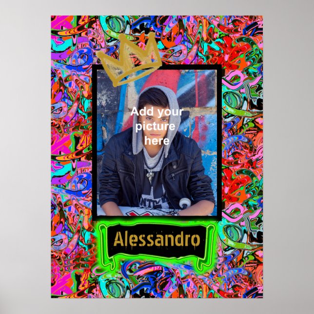 Affiche Graffiti de rue avec couronne (Devant)