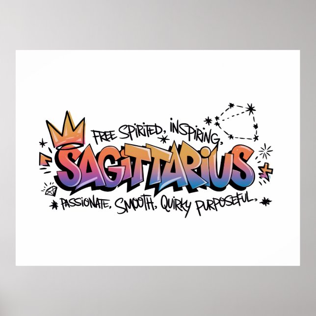 Affiche Graffiti du zodiaque Sagittaire (Devant)