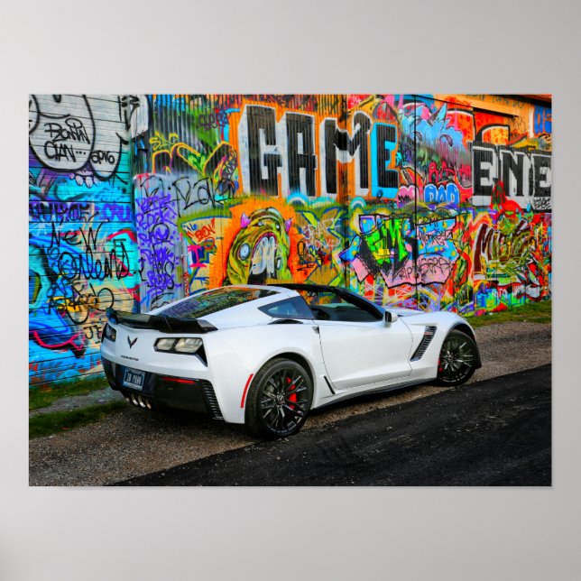 Affiche graffiti et la Corvette Z06 (Devant)