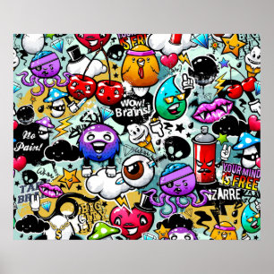 Affiche Graffiti Fruits et Légumes