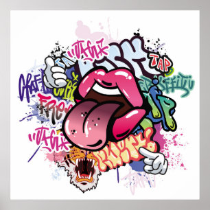 Affiche Graffiti illustration with street graffiti letters