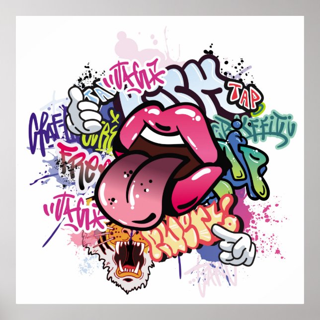 Affiche Graffiti illustration with street graffiti letters (Devant)