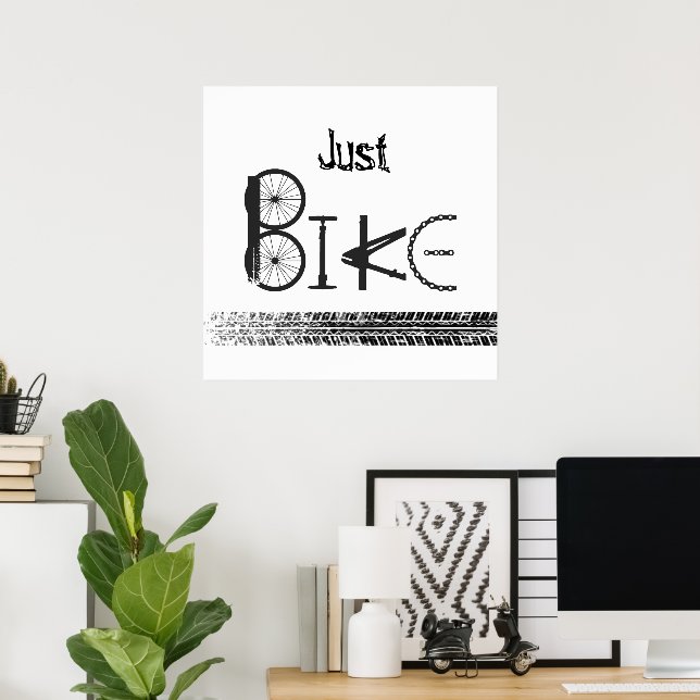 Affiche Graffiti « Just Bike » à partir de pièces de vélo  (Bureau à domicile)