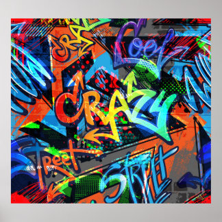 Affiche Graffiti lumineux, design graphique urbain.