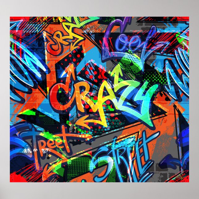 Affiche Graffiti lumineux, design graphique urbain. (Devant)