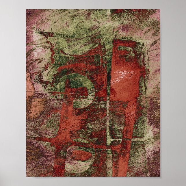 Affiche Graffiti peint Grunge automne rouge vert rouille r (Devant)