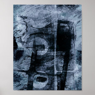 Affiche Graffiti peint Grunge Dark Navy et Denim Blue