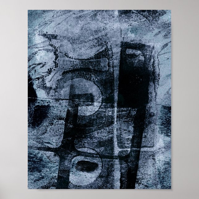 Affiche Graffiti peint Grunge | Dark Navy et Denim Blue (Devant)
