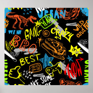 Affiche Graffiti pour garçons : Coolness dessinée à la mai