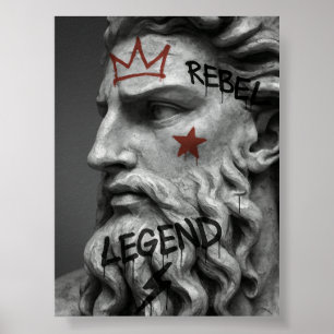 Affiche Graffiti Rebel King Bust avec la Couronne