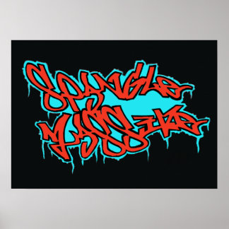 Affiche GRAFFITI rouge/bleu spangleLOGO MASSIF imprimé/aff