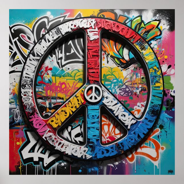 Affiche Graffiti Street Art A Canvas for Peace Symbols (Devant)