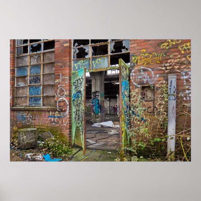 Affiche Graffiti Street Art Abandon de l'affiche du bâtime (Devant)
