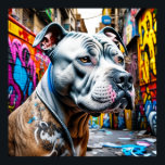 Affiche Graffiti Street Art Brindle Pitbull Lover<br><div class="desc">Art numérique urbain coloré avec un Brindle Pitbull assis dans une rue de la ville entourée de graffiti.</div>