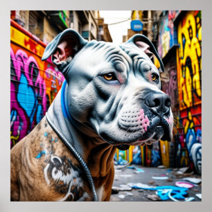 Affiche Graffiti Street Art Brindle Pitbull Lover