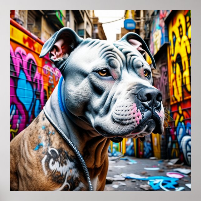 Affiche Graffiti Street Art Brindle Pitbull Lover (Devant)