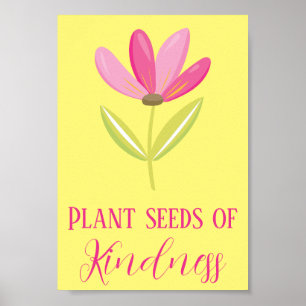 Affiche Graines florales jaune et rose