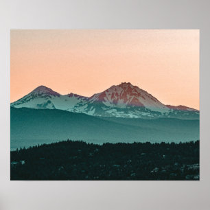 Affiche Grainy Sunset Mountain View // Orange Skies