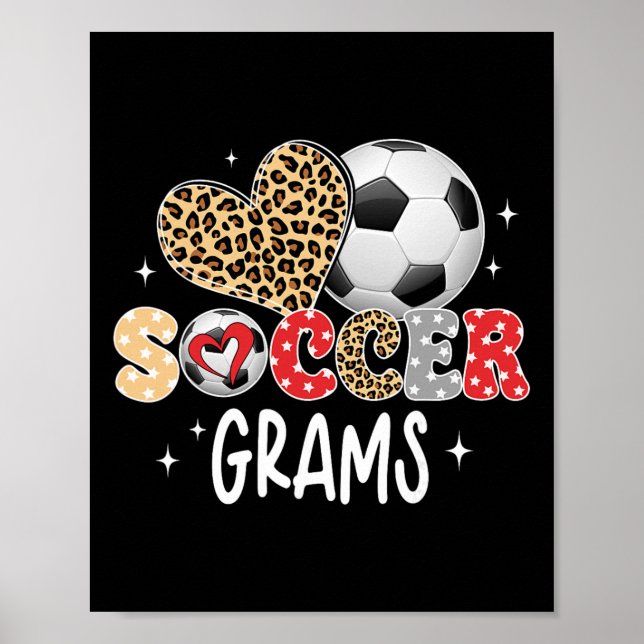 Affiche Grammes de foot Cœur de léopard mignon Joueur de f (Devant)