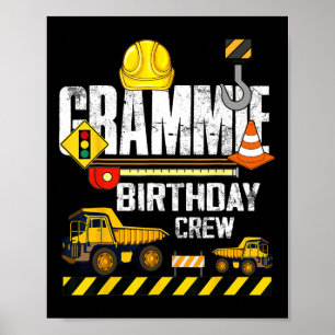 Affiche Grammie Birthday Crew Construction Excavator Party