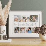 Affiche Grammy 7 Photo Grandchildren Collage Imprimer<br><div class="desc">Créez un doux souvenir mariage pour une grand-mère bien-aimée avec ce montage photo. Customisez avec sept photos. "GRAMMY" apparaît dans le centre en lettres grises douces avec les noms de ses petits-enfants,  ou un message personnalisé,  superposé. Parfait pour les anniversaires,  la fête des mères ou la fête des grands-parents.</div>