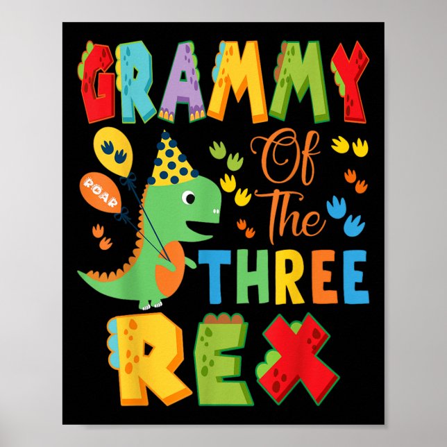 Affiche Grammy Des Trois Rex 3ème Anniversaire Dinosaur (Devant)