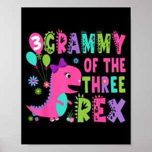 Affiche Grammy Des Trois Rex Dinosaur T-rex 3e Birthda
