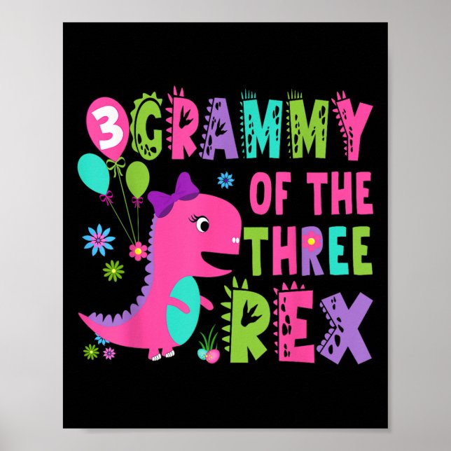 Affiche Grammy Des Trois Rex Dinosaur T-rex 3e Birthda (Devant)