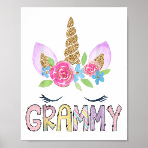 Affiche Grammy Unicorn Floral Birthday Girl Family Matchin