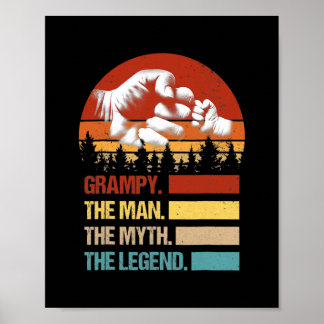 Affiche Grampy Man Myth Légende Papa Vintage Fist Bump